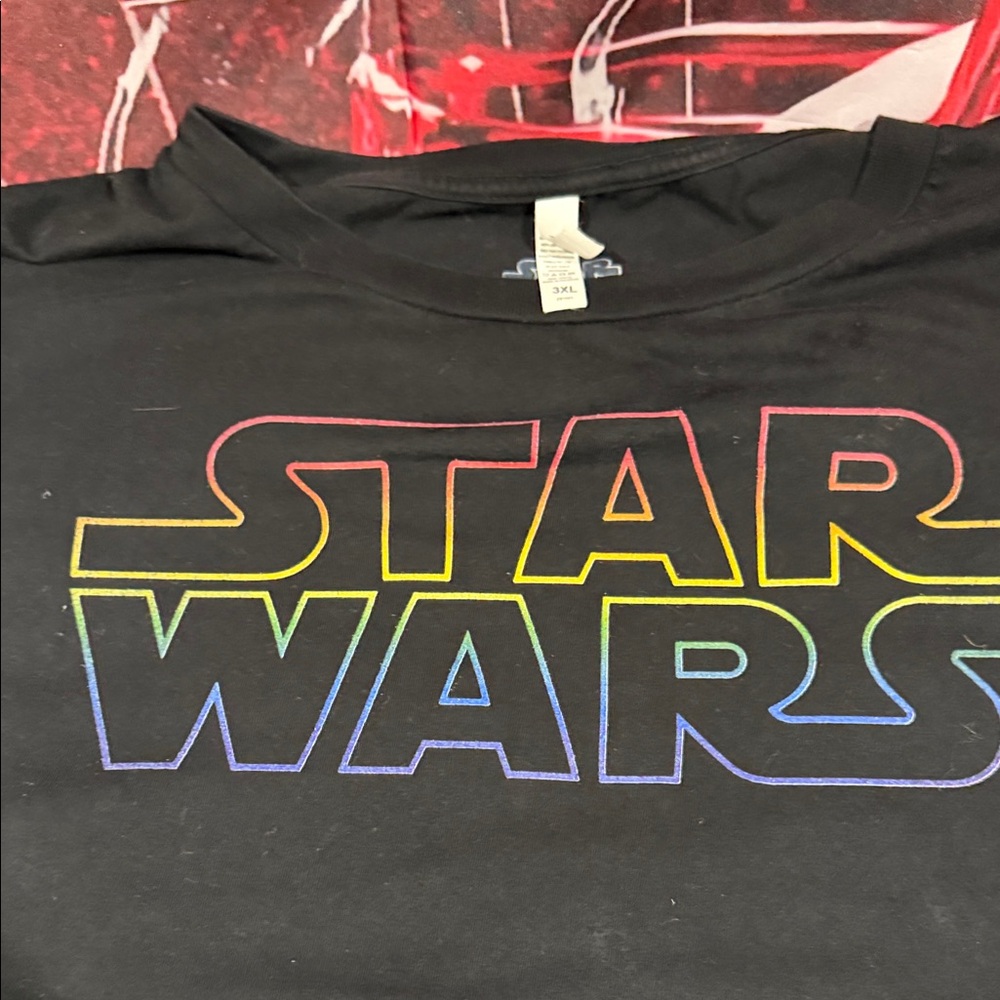 Star Wars Black Tee with Rainbow Logo